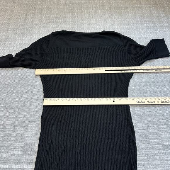 AllSaints Marlier Dress US 10 Black Open Knit Mini Pullover Whimsigoth Grunge - Picture 6 of 9